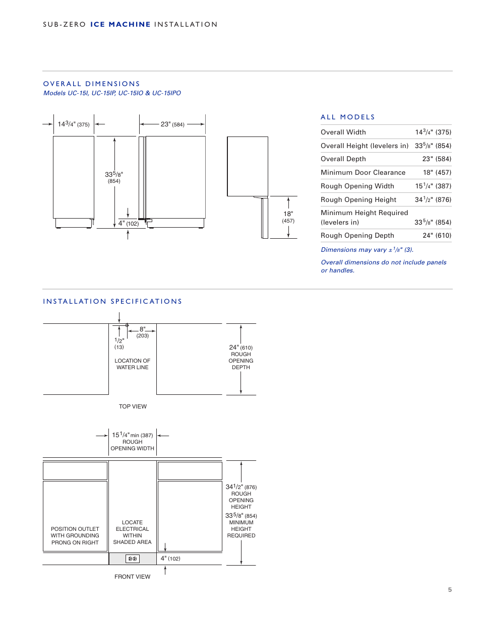 Sub-Zero UC-15IO User Manual | Page 5 / 32
