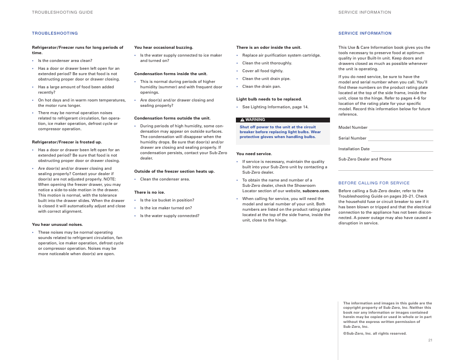 Sub-Zero ICBBI-36UG User Manual | Page 21 / 98