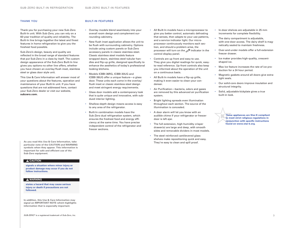 Sub-Zero ICBBI-36UG User Manual | Page 3 / 98