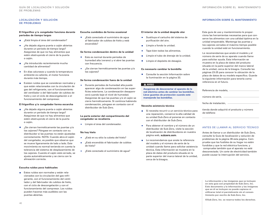 Sub-Zero ICBBI-36UG User Manual | Page 40 / 98