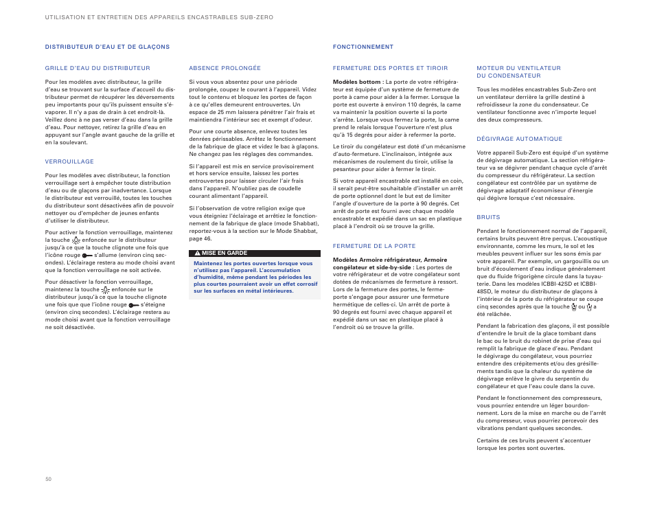 Sub-Zero ICBBI-36UG User Manual | Page 50 / 98