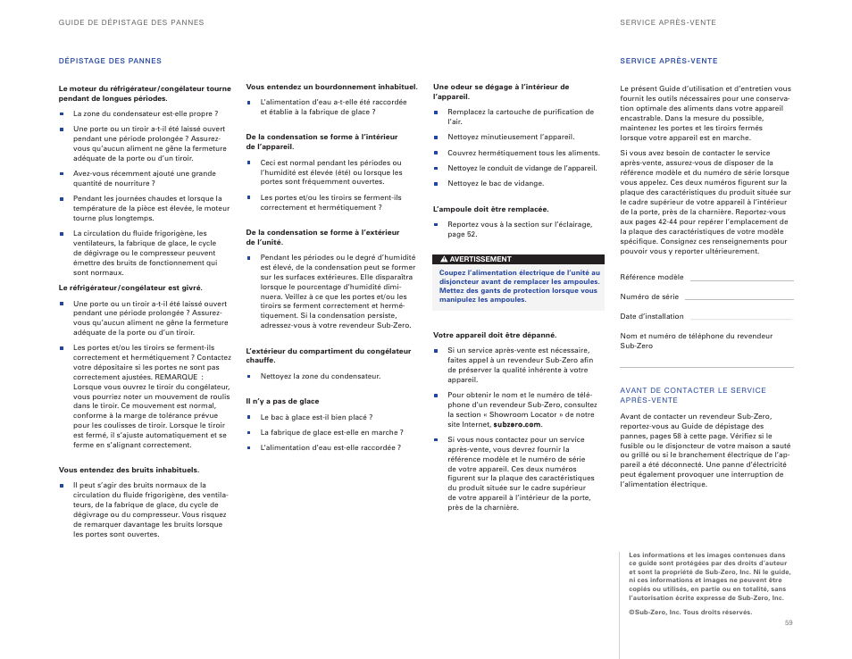 Sub-Zero ICBBI-36UG User Manual | Page 59 / 98