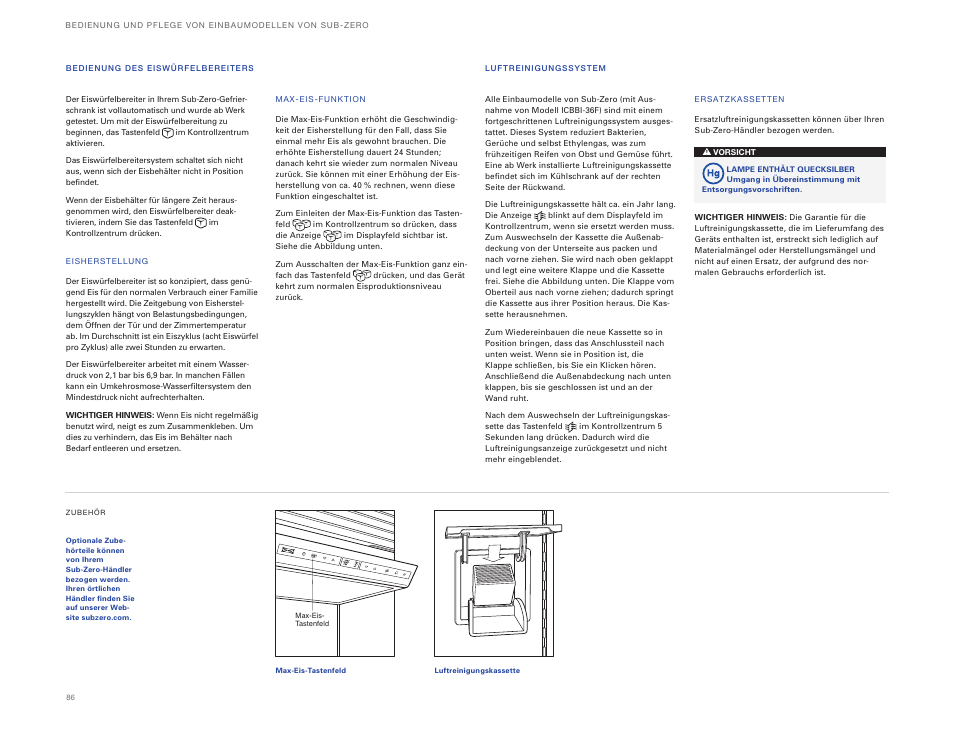 Sub-Zero ICBBI-36UG User Manual | Page 86 / 98