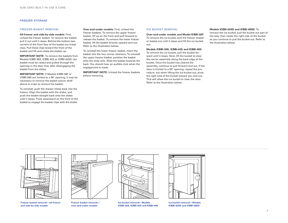 Sub-Zero ICBBI-36UG User Manual | Page 9 / 98