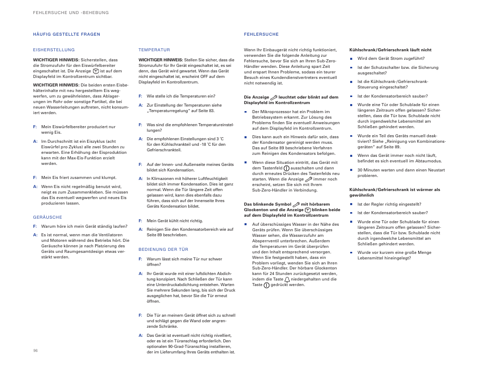 Sub-Zero ICBBI-36UG User Manual | Page 96 / 98