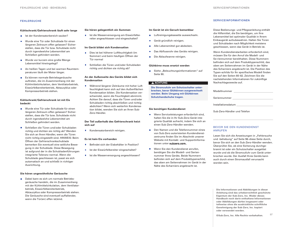 Sub-Zero ICBBI-36UG User Manual | Page 97 / 98