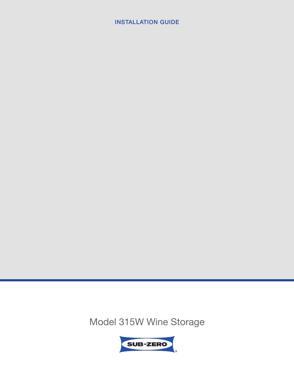 Sub-Zero Wine Storage 315W User Manual | 12 pages
