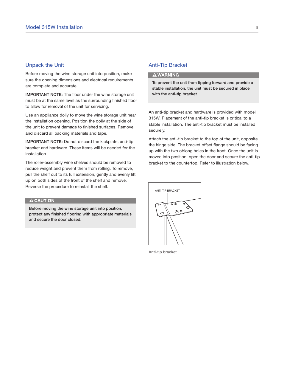 Sub-Zero Wine Storage 315W User Manual | Page 6 / 12