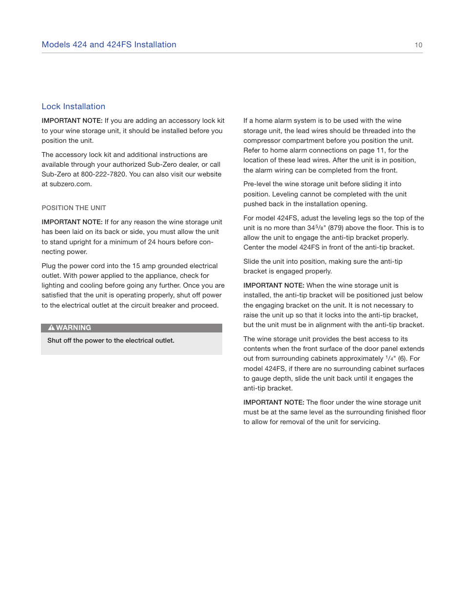 Sub-Zero 427R User Manual | Page 10 / 56