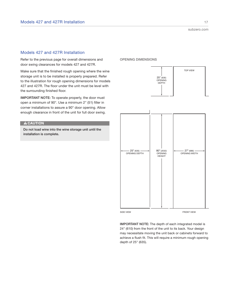 Sub-Zero 427R User Manual | Page 17 / 56