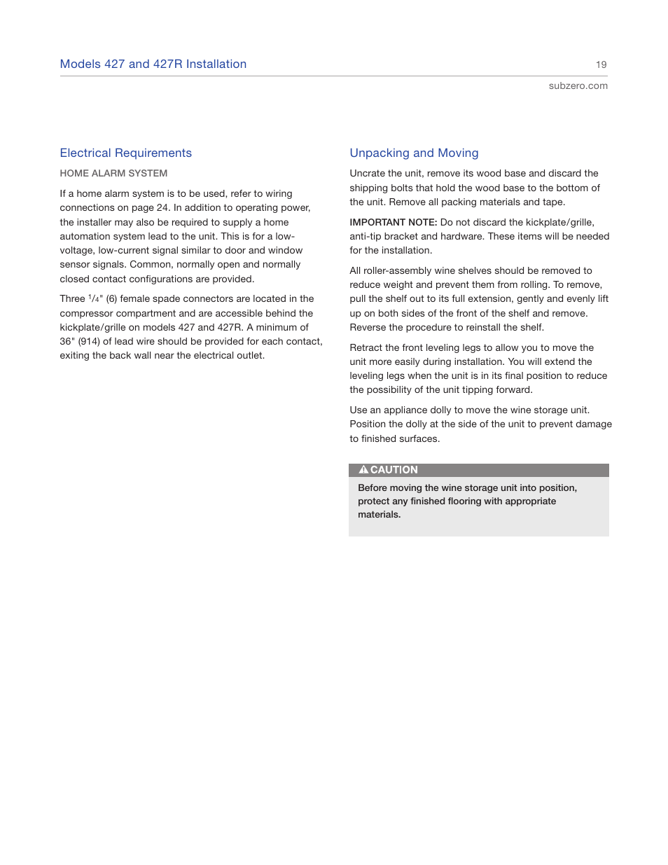 Sub-Zero 427R User Manual | Page 19 / 56