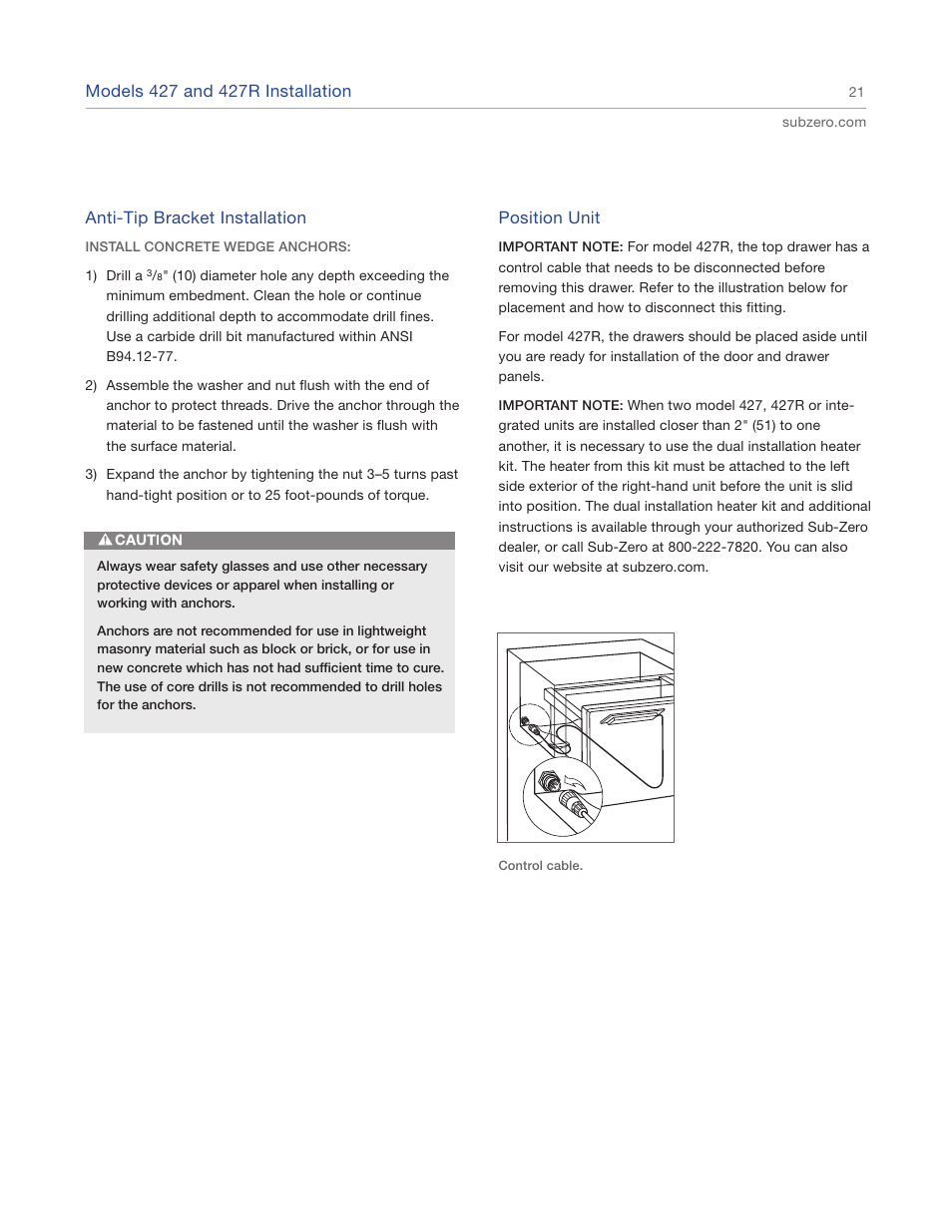 Sub-Zero 427R User Manual | Page 21 / 56