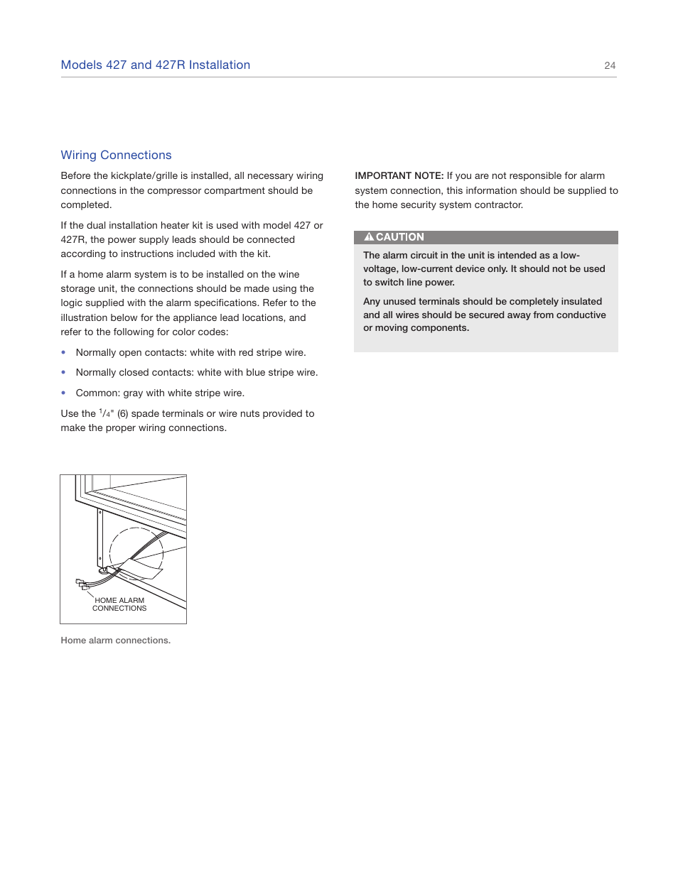 Wiring connections | Sub-Zero 427R User Manual | Page 24 / 56
