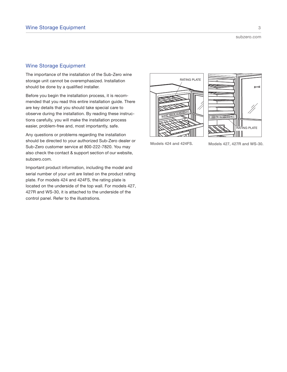 Sub-Zero 427R User Manual | Page 3 / 56