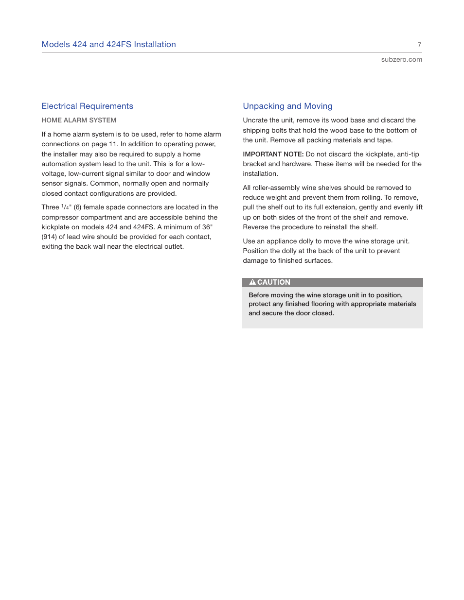 Sub-Zero 427R User Manual | Page 7 / 56