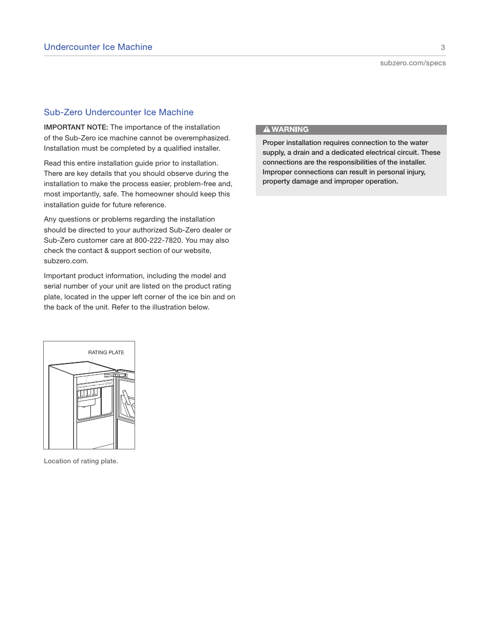 Sub-Zero UC15IO User Manual | Page 3 / 16
