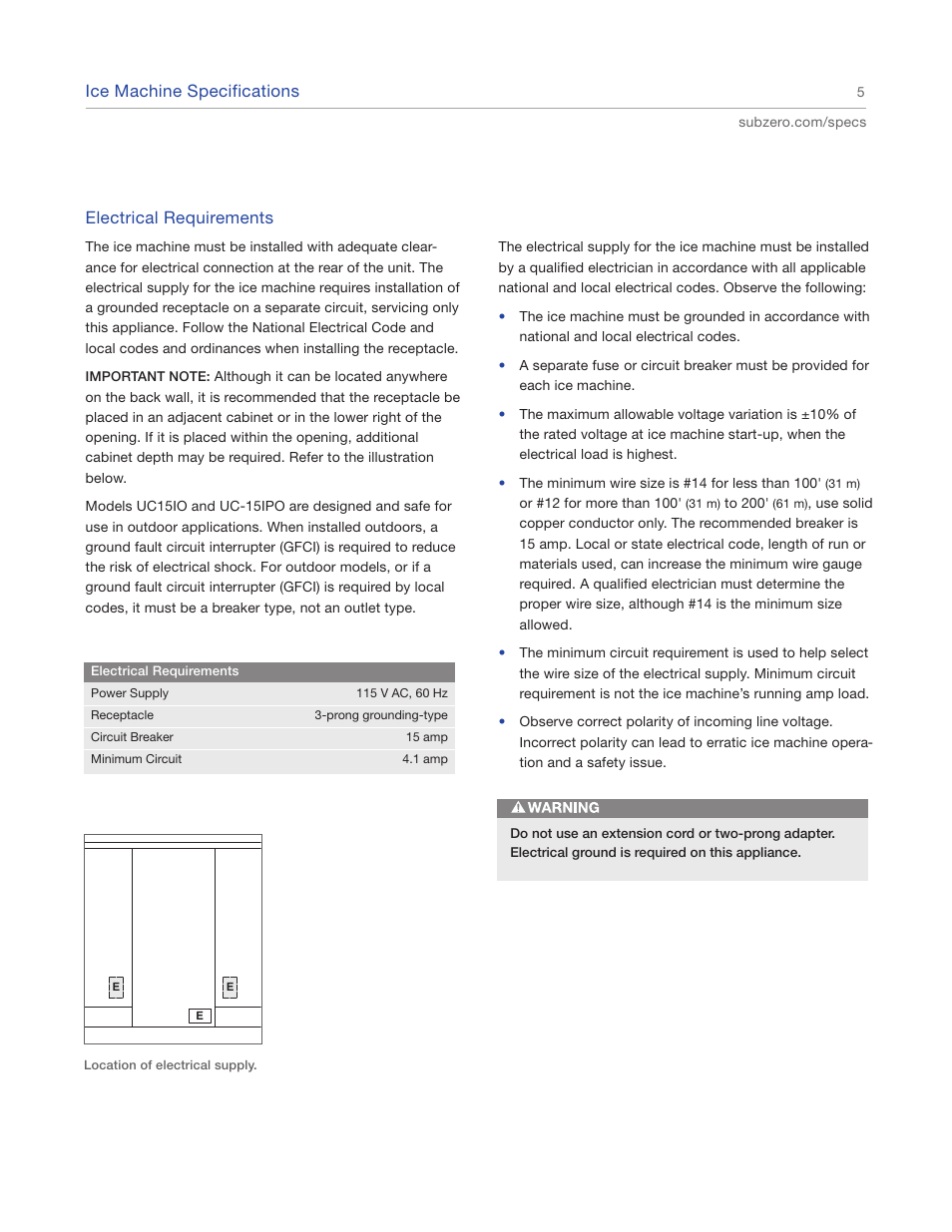 Sub-Zero UC15IO User Manual | Page 5 / 16