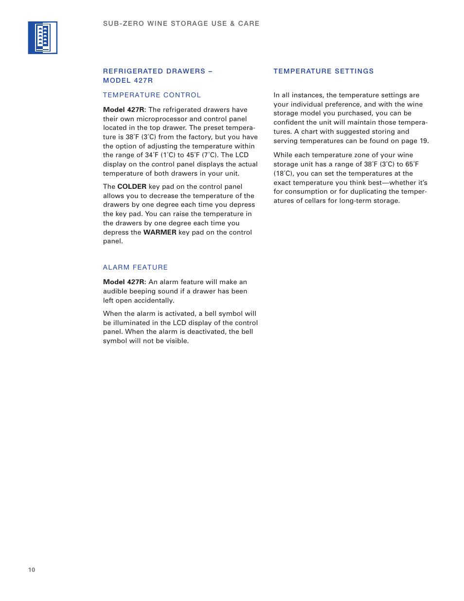Sub-Zero 400 Series User Manual | Page 10 / 24