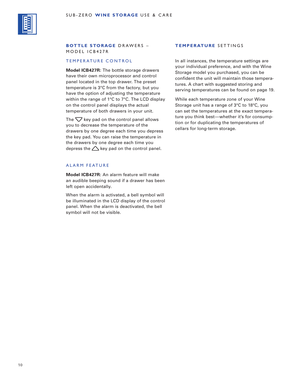 Sub-Zero WINE STORAGE User Manual | Page 10 / 112