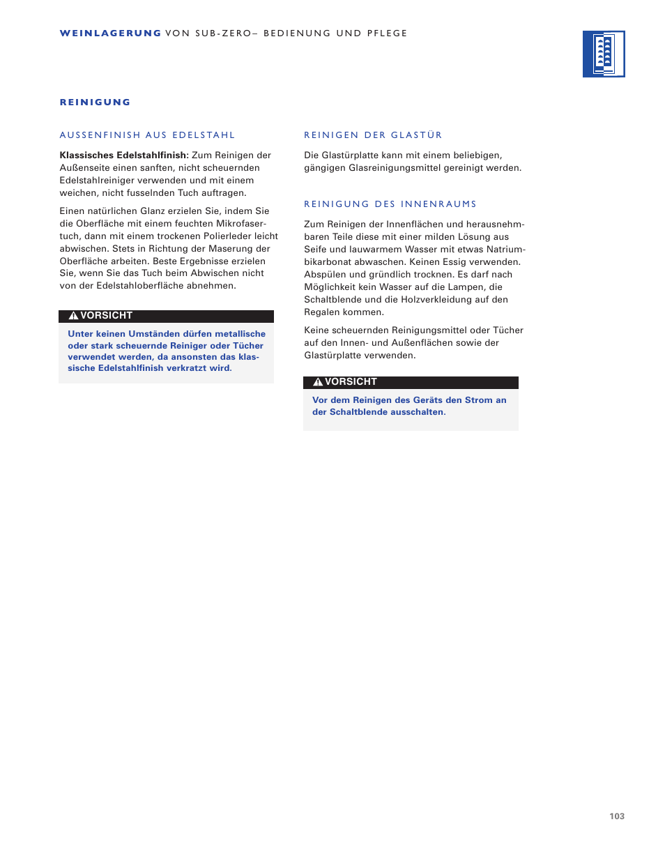 Sub-Zero WINE STORAGE User Manual | Page 103 / 112