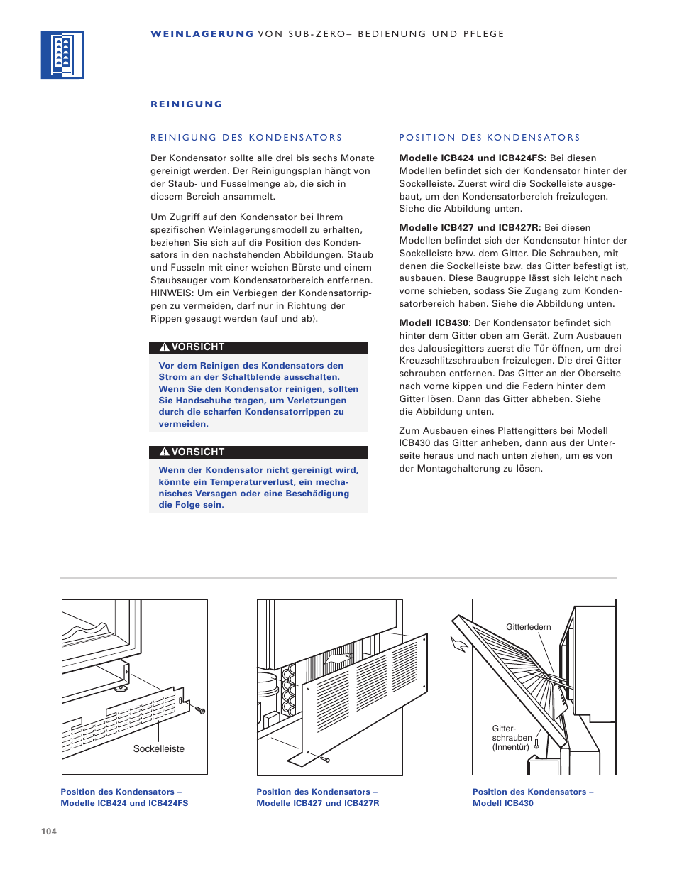 Sub-Zero WINE STORAGE User Manual | Page 104 / 112