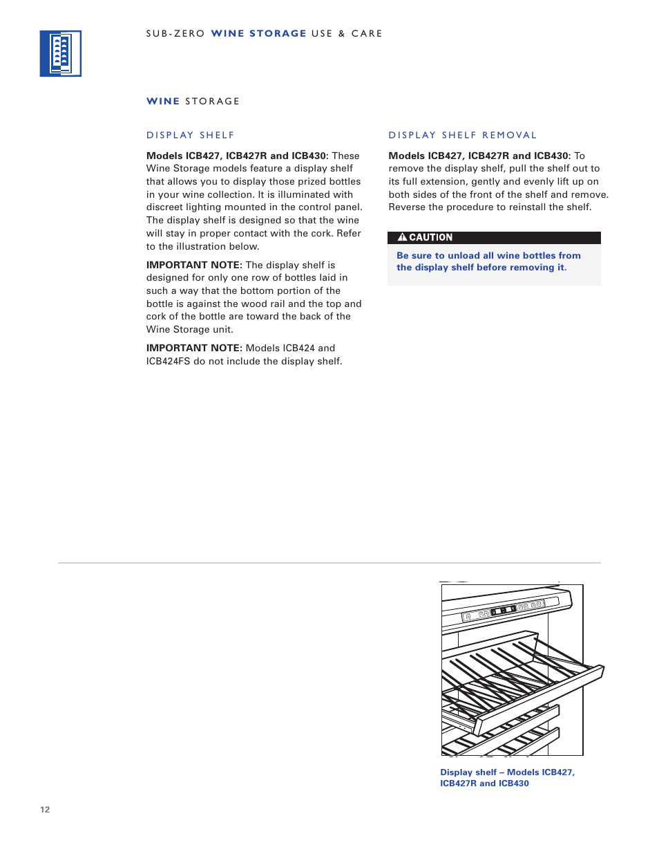 Sub-Zero WINE STORAGE User Manual | Page 12 / 112