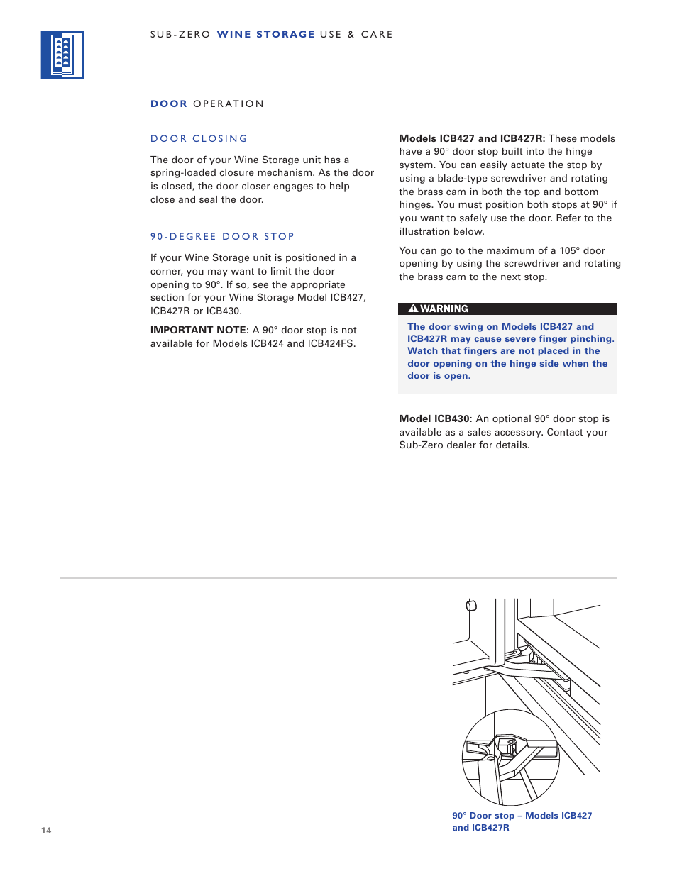 Sub-Zero WINE STORAGE User Manual | Page 14 / 112