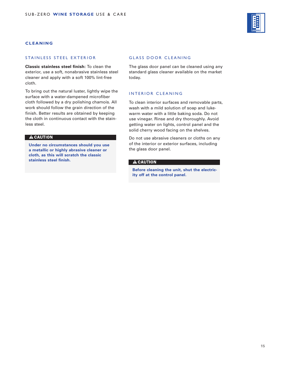 Sub-Zero WINE STORAGE User Manual | Page 15 / 112