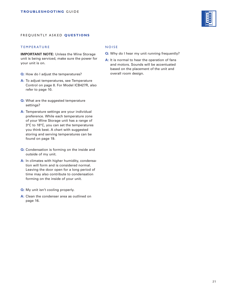 Sub-Zero WINE STORAGE User Manual | Page 21 / 112