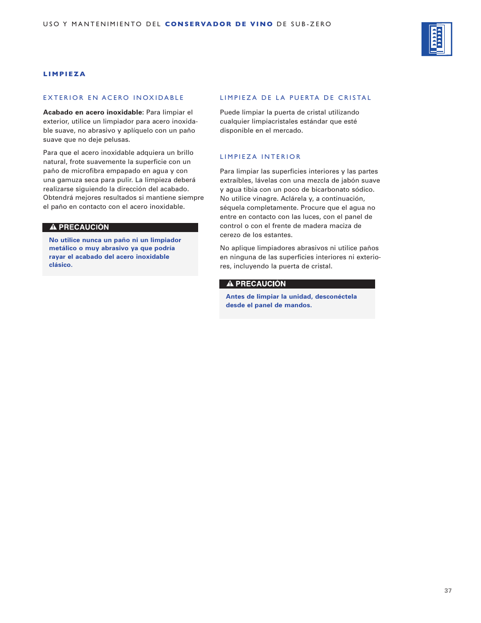 Sub-Zero WINE STORAGE User Manual | Page 37 / 112