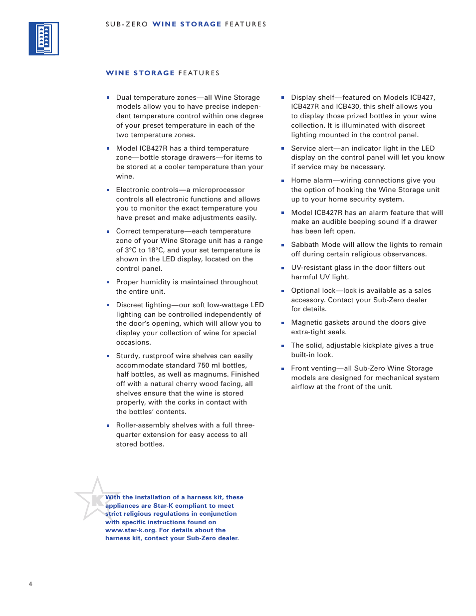 Sub-Zero WINE STORAGE User Manual | Page 4 / 112