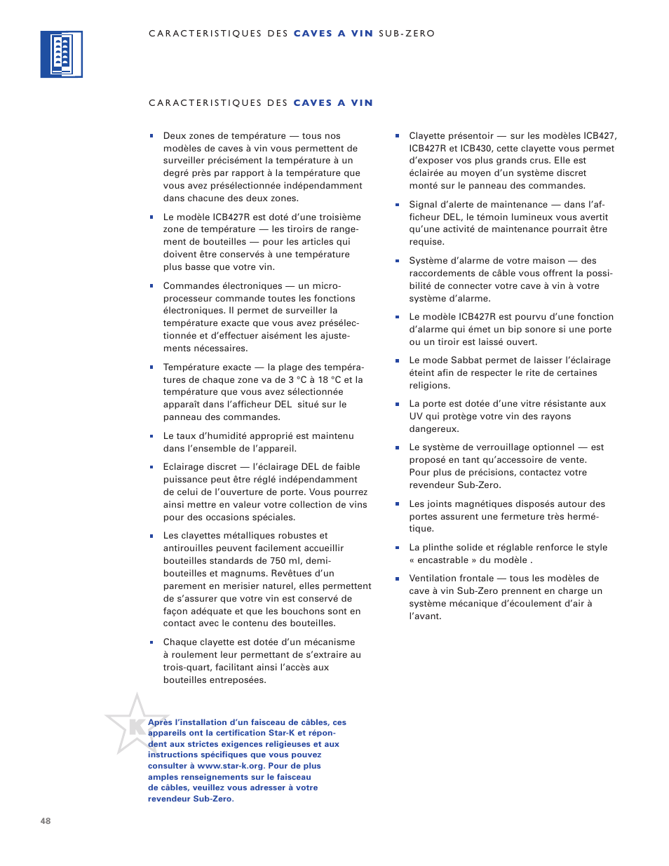 Sub-Zero WINE STORAGE User Manual | Page 48 / 112