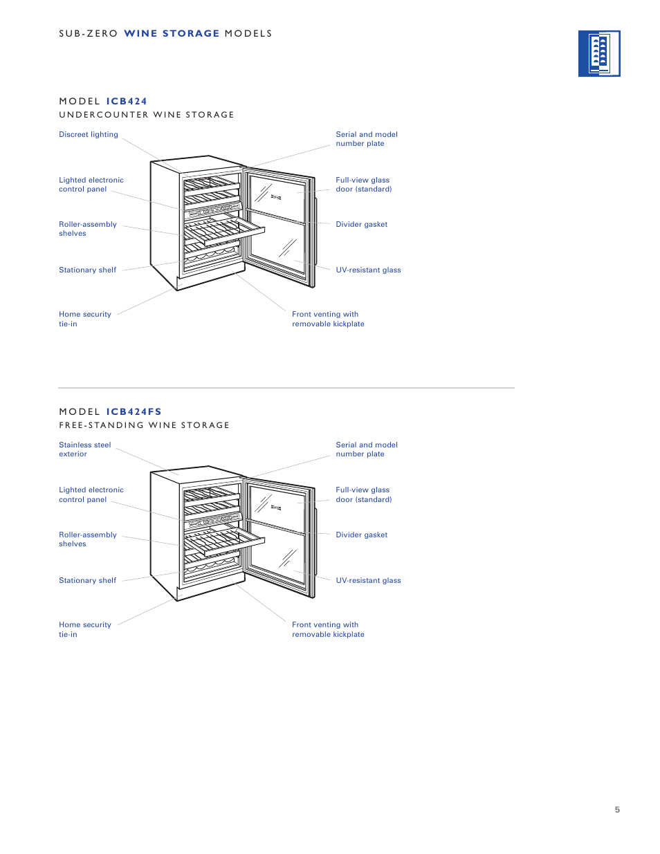 Sub-Zero WINE STORAGE User Manual | Page 5 / 112