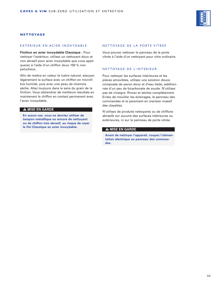 Sub-Zero WINE STORAGE User Manual | Page 59 / 112
