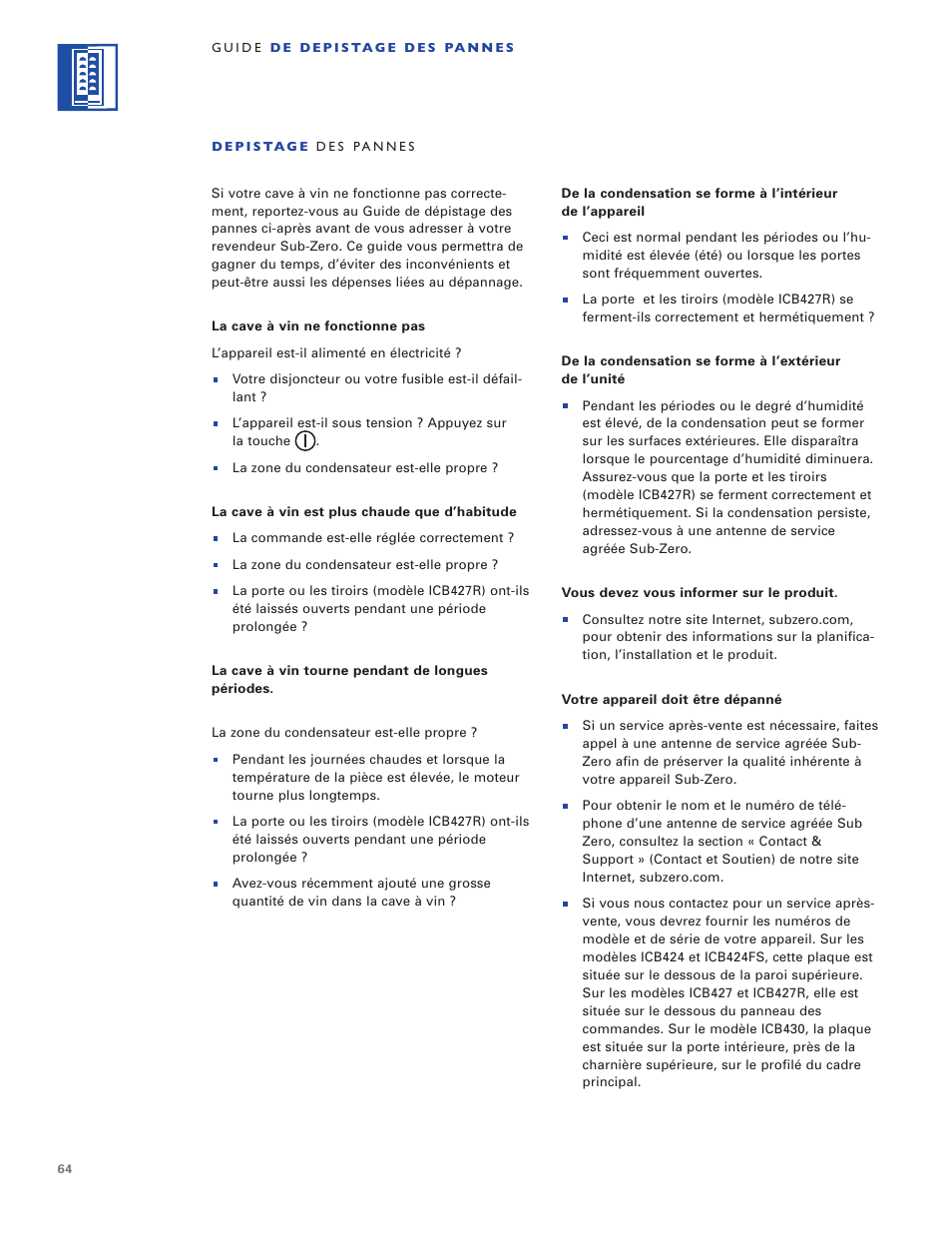 Sub-Zero WINE STORAGE User Manual | Page 64 / 112