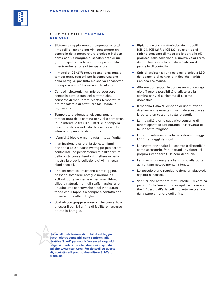 Sub-Zero WINE STORAGE User Manual | Page 70 / 112
