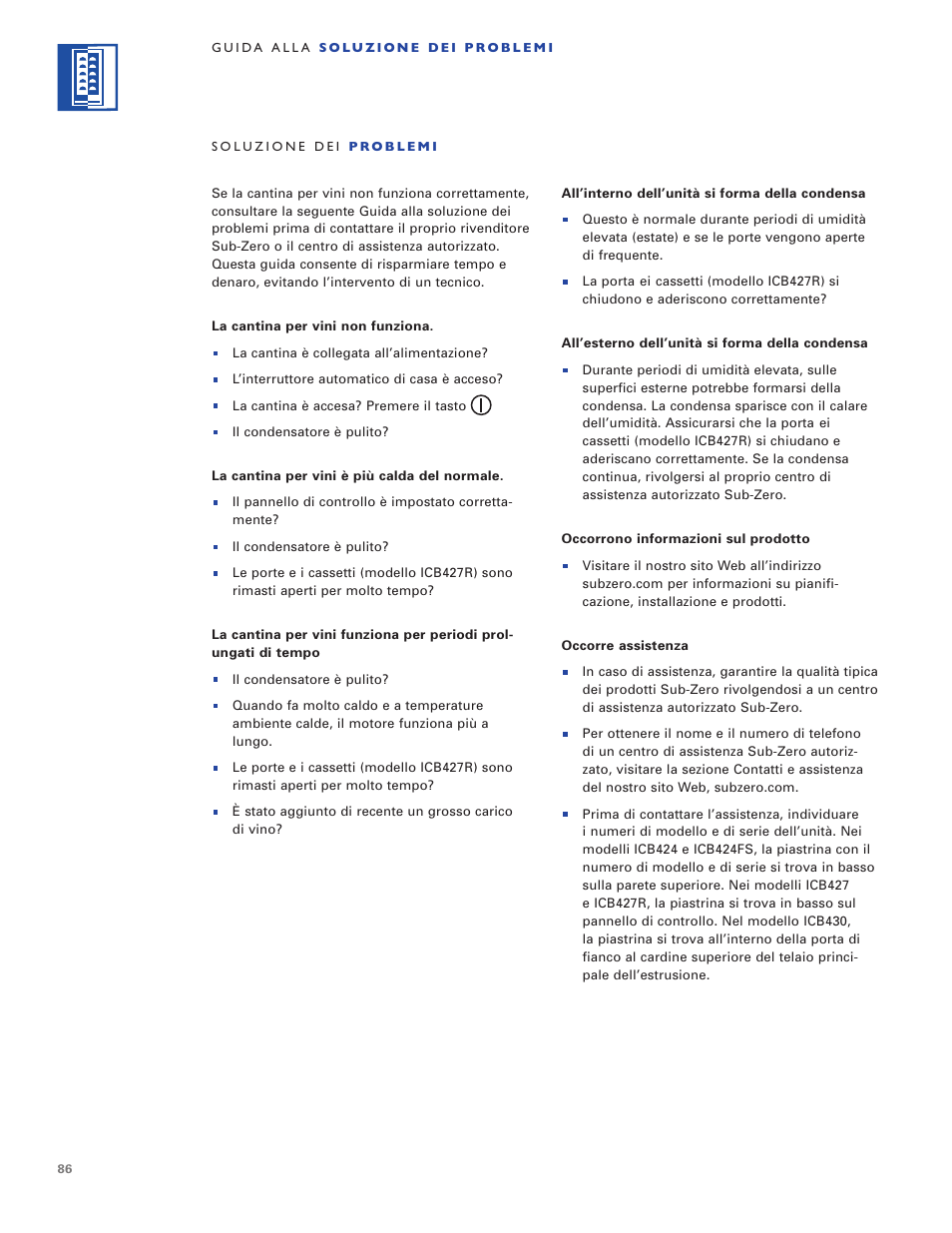 Sub-Zero WINE STORAGE User Manual | Page 86 / 112