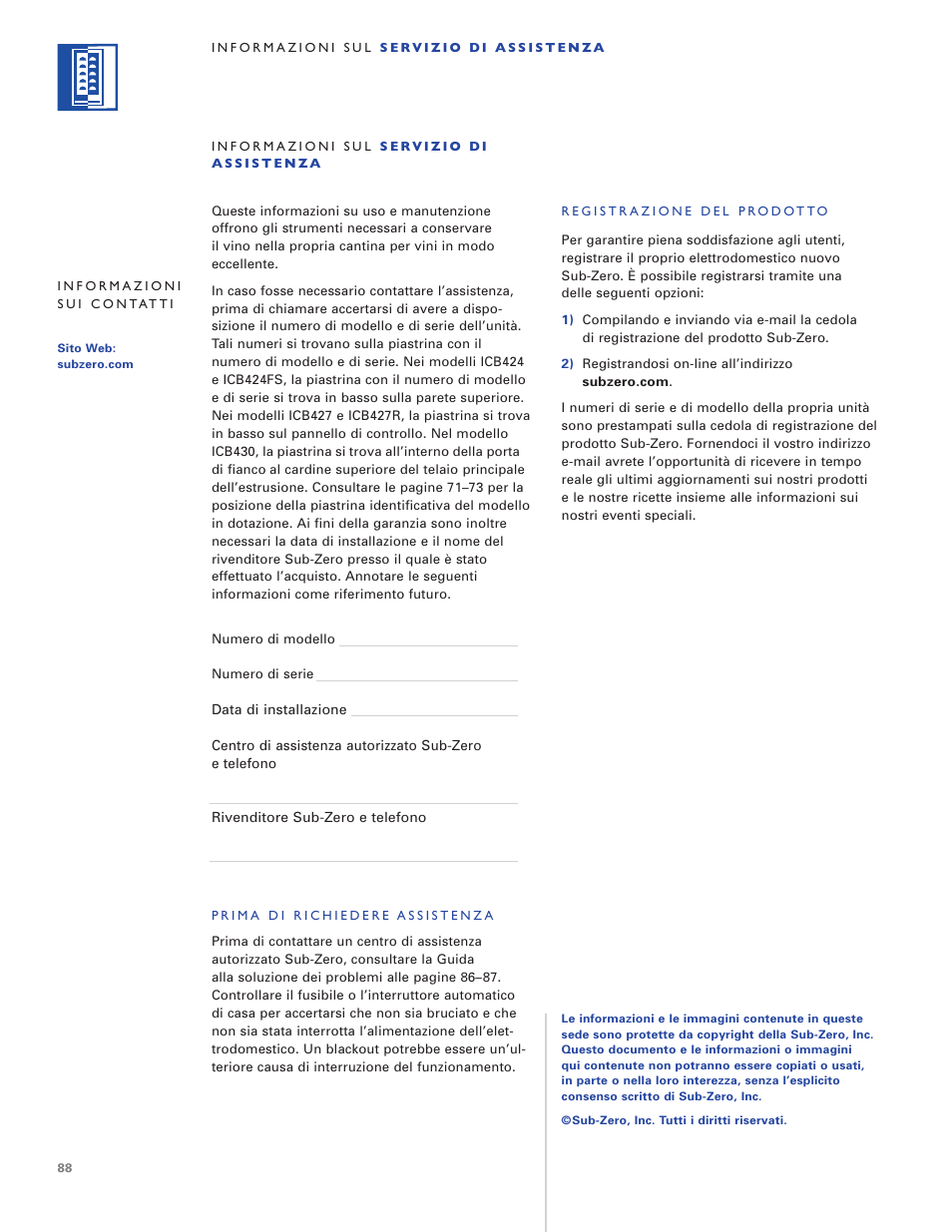 Sub-Zero WINE STORAGE User Manual | Page 88 / 112