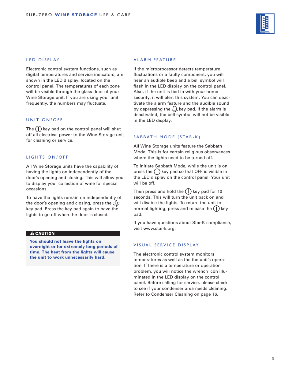 Sub-Zero WINE STORAGE User Manual | Page 9 / 112