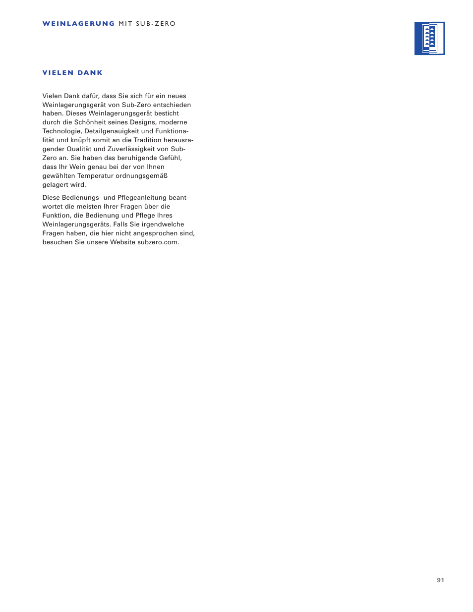 Sub-Zero WINE STORAGE User Manual | Page 91 / 112