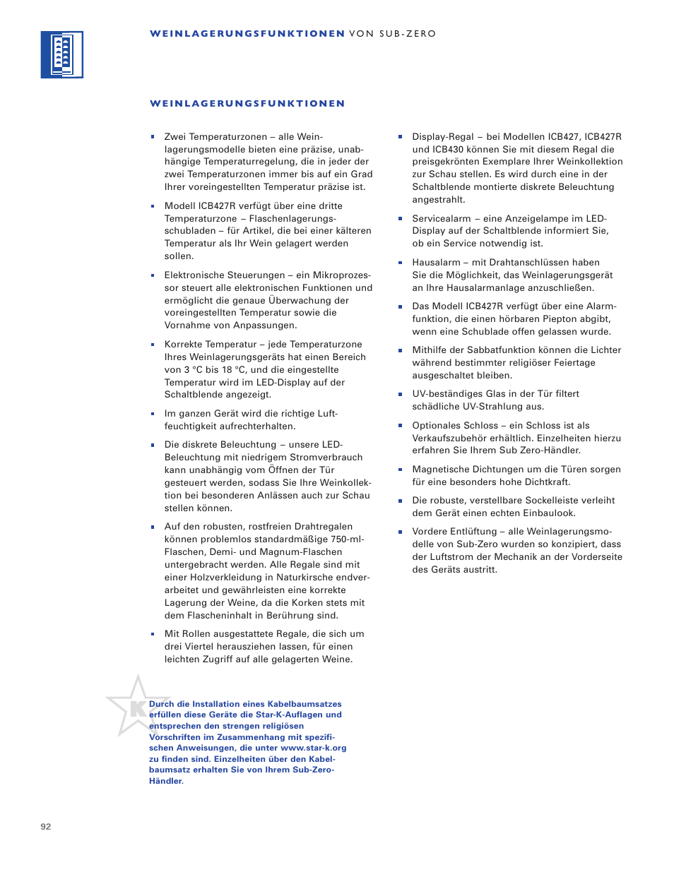 Sub-Zero WINE STORAGE User Manual | Page 92 / 112