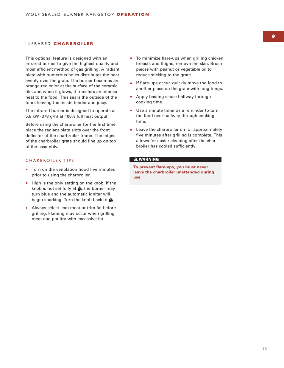 Sub-Zero Sealed Burner RangeTop User Manual | Page 15 / 130