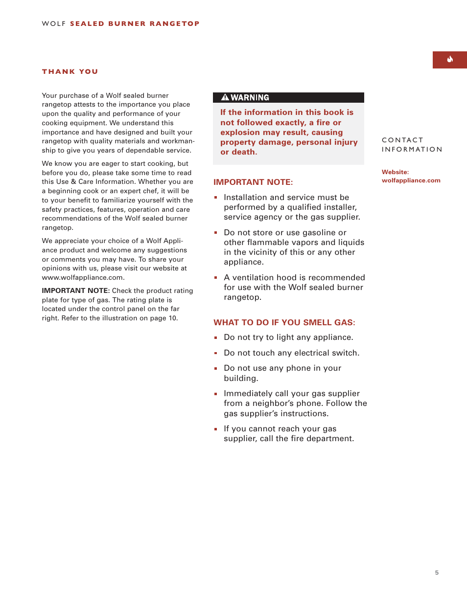 Sub-Zero Sealed Burner RangeTop User Manual | Page 5 / 130