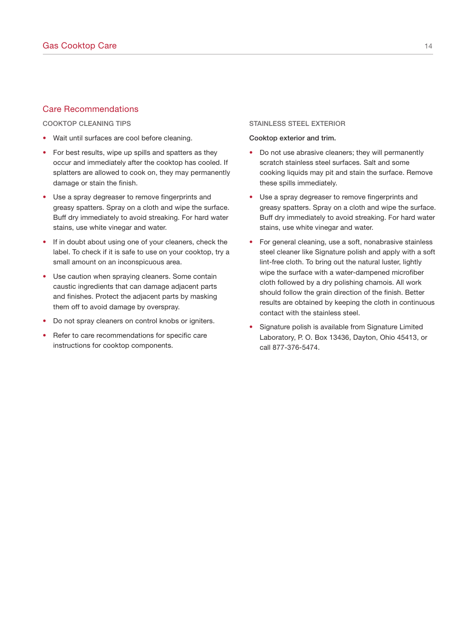 Sub-Zero CT30G User Manual | Page 14 / 20