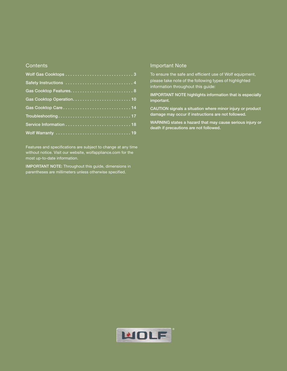 Sub-Zero CT30G User Manual | Page 2 / 20