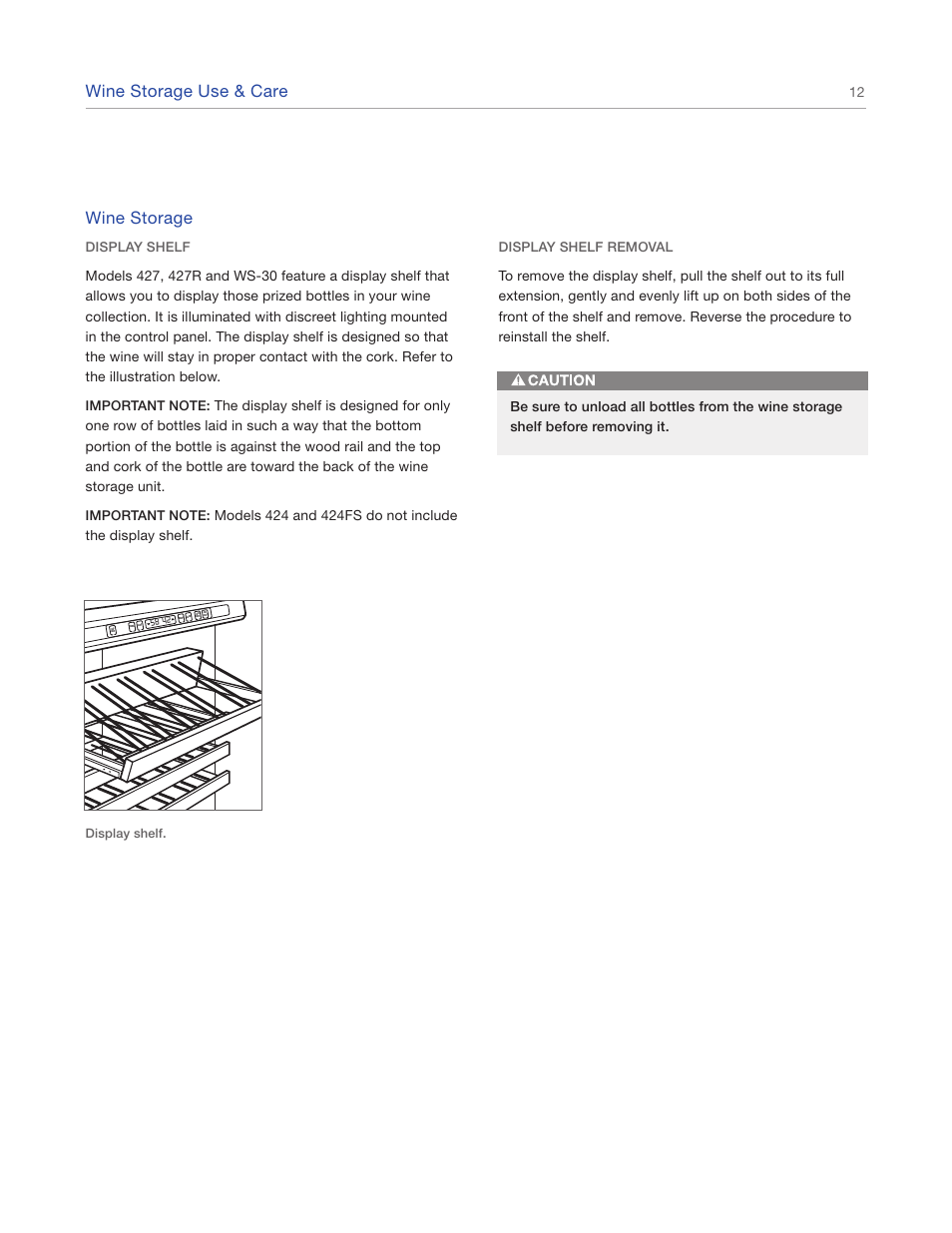 Wine storage, Wine storage use & care | Sub-Zero Sub-Zero EN User Manual | Page 12 / 24