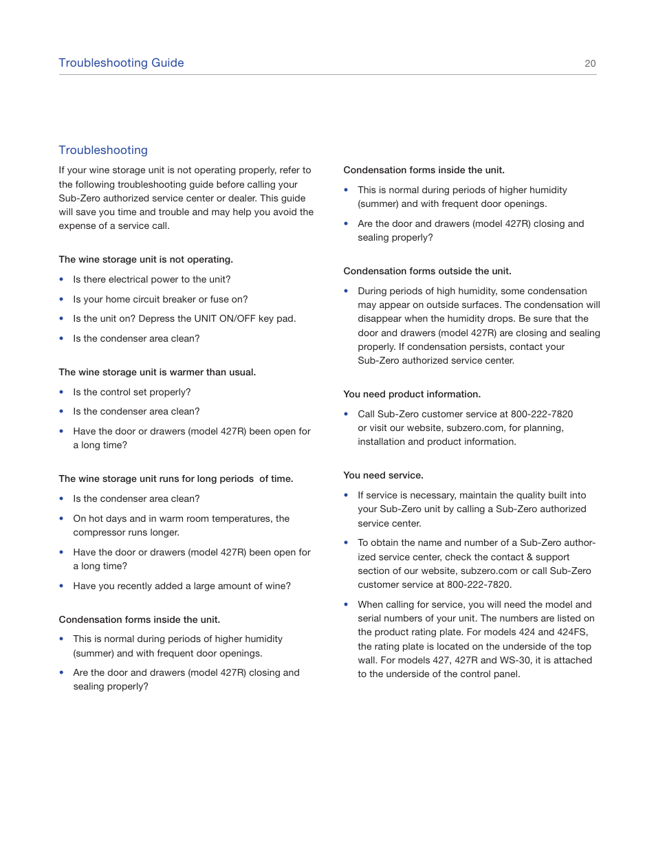 Sub-Zero Sub-Zero EN User Manual | Page 20 / 24