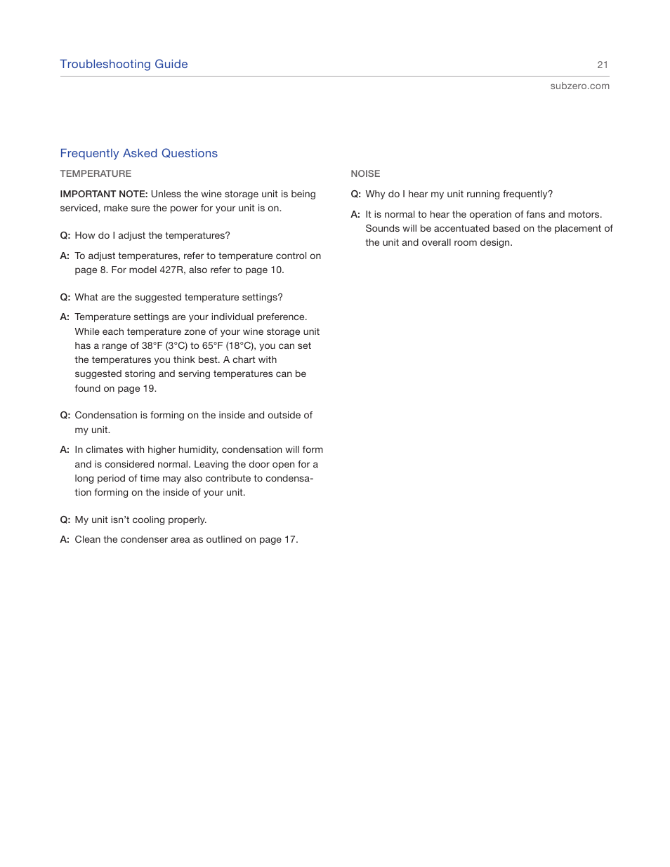 Sub-Zero Sub-Zero EN User Manual | Page 21 / 24