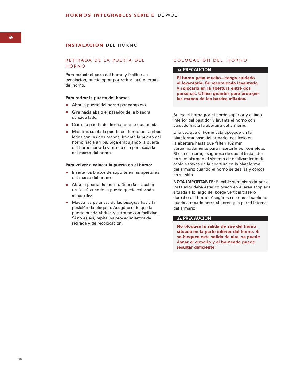 Sub-Zero e Series User Manual | Page 36 / 94