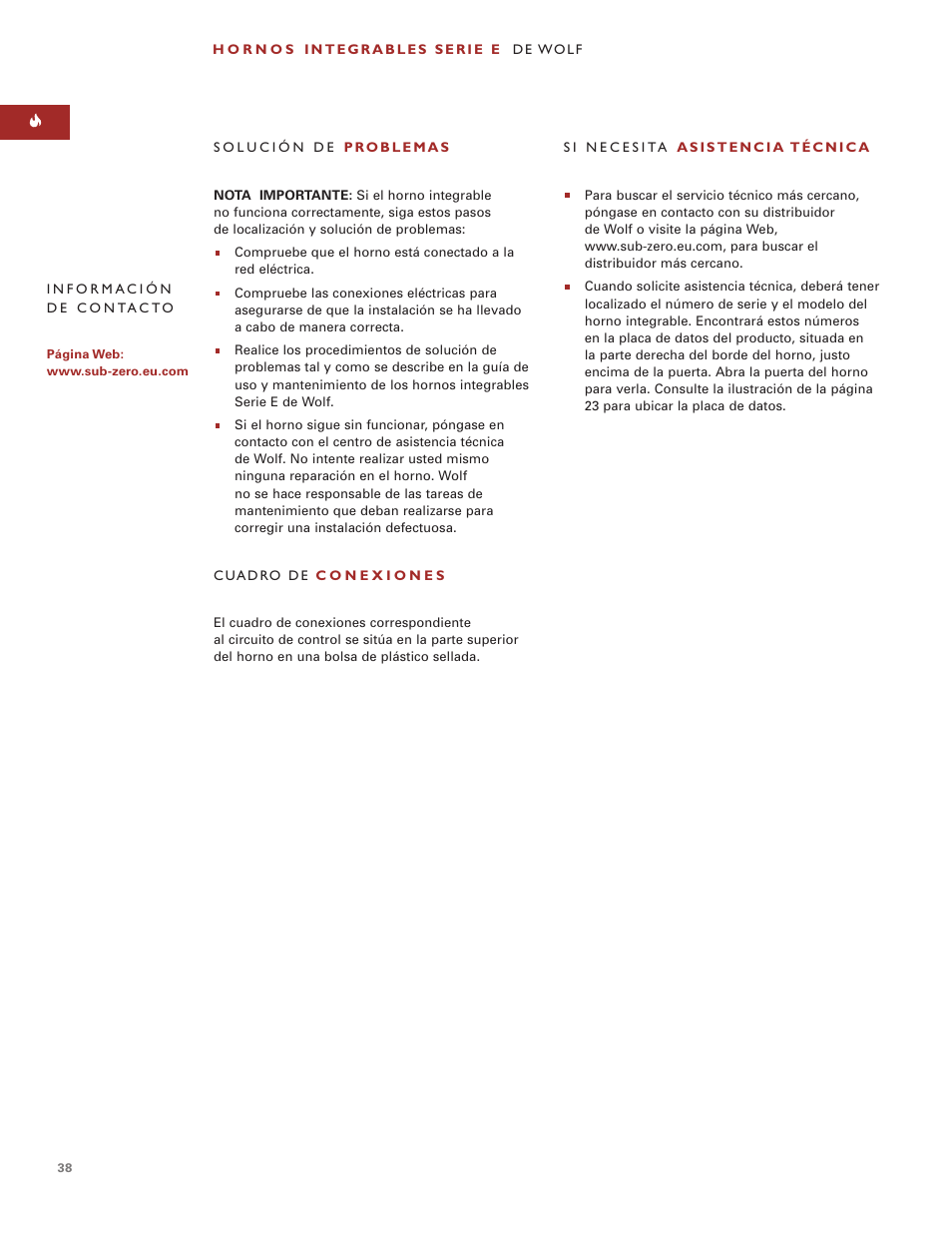 Sub-Zero e Series User Manual | Page 38 / 94